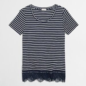 Striped Lace-Hem Tee